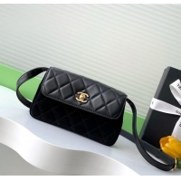 Well Crafted Chanel Suede & Lambskin Phone Holder with Strap AP4677 Black 2025