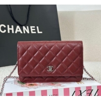 Luxury Discount Chanel Grained Calfskin Classic Wallet on Chain WOC AP4241 Dark Brown/Silver 2025