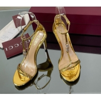 Top Grade Gucci Patent Leather Sandal with Bamboo 9.5cm Heel Gold 070402