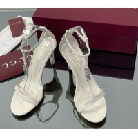 Grade Quality Gucci Patent Leather Sandal with Bamboo 9.5cm Heel White 070405