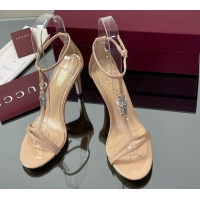 Pretty Style Gucci Patent Leather Sandal with Bamboo 9.5cm Heel Beige 5070406