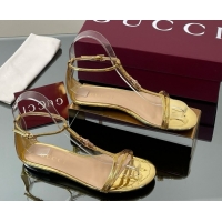 Purchase Gucci Patent Leather Thong Sandal with Bamboo Gold 5070413