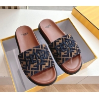 Best Grade Fendi Flat Slides Sandal in FF Canvas Brown 0605060