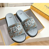 Most Popular Fendi Flat Slides Sandal in FF Canvas Blue 0605061