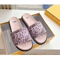 Durable Fendi Flat Slides Sandal in FF Canvas Purple 0605062