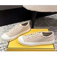 Luxury Fendi Domino Low top sneakers in nubuck leather Nude Pink 0710070
