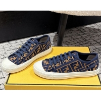Good Product Fendi Domino Low top sneakers in FF Fabric Navy Blue/Brown 0710073