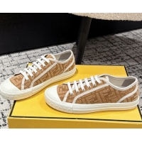 Top Grade Fendi Domino Low top sneakers in FF Fabric Beige/Brown 0710074