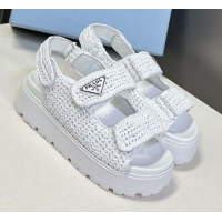 Best Product Prada Crochet platform sandals 4.5cm White 50530008