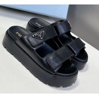 Grade Quality Prada Leather platform sandals 4.5cm Black 0530010