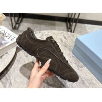 Best Price Prada Antiqued Suede Sneakers Green 2025 PR053004
