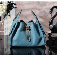 Low Cost Chanel 25 Small Handbag in Grained Calfskin AS5293 Haze Blue Spring-Summer 2025
