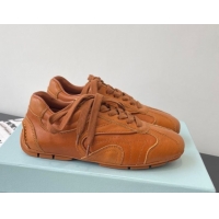 Unique Style Prada Antiqued Leather Sneakers Brown2 2025 PR053004
