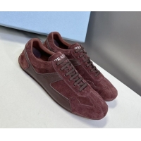Pretty Style Prada Antiqued Leather and Suede Sneakers Brown2 2025 PR060301