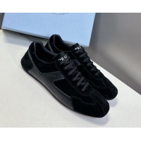 Best Product Prada Antiqued Leather and Suede Sneakers Black 2025 PR060301
