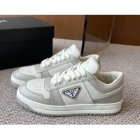 Charming Prada Downtown perforated leather sneakers Grey/White 2025 1E792M