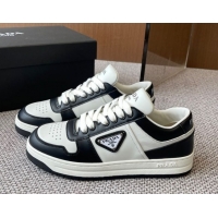 Popular Style Prada Downtown perforated leather sneakers White/Black 2025 1E792M
