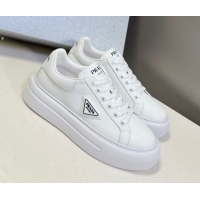 Luxurious Prada Leather platform sneakers White2 2025 PR060303