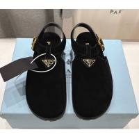 Purchase Prada Suede Birkenstock Sandals Black 2025 PR060305