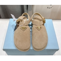 Hot Style Prada Suede Birkenstock Sandals Beige 2025 PR060305