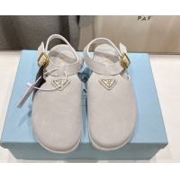 Original Cheap Prada Suede Birkenstock Sandals Light Grey 2025 PR060305