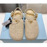 Good Quality Prada Crochet Birkenstock Sandals Beige 2025 PR060305