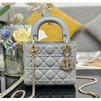 Best Price Dior Mini Lady Dior Bag in Cannage Lambskin with Strass M0505 Grey 2025