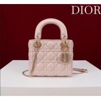 Top Design Dior Small Lady Dior My ABCDior Bag in Cannage Lambskin with Pearls M0538 Light Pink 2025