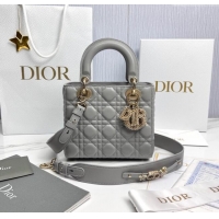 Best Price Dior Small Lady Dior My ABCDior Bag in Cannage Lambskin with Pearls M0538 Grey 2025