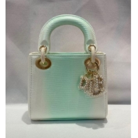 Top Quality Dior Mini Lady Dior Bag in Lizard Skin and Goatskin Leather D7053 Green 2025 (Full Handmade)