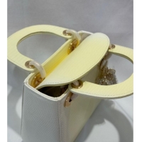 Top Grade Dior Mini Lady Dior Bag in Lizard Skin and Goatskin Leather D7053 Yellow 2025 (Full Handmade)
