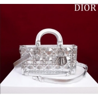 Classic Discount Dior Medium Lady D-Joy Bag in Metallic Cannage Leather M0540 Silver 2025