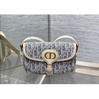 Best Product Dior Bobby East-West Bag in Blue Oblique Chambray with Raffia Effect and White Calfskin D7079 2025