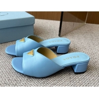 Most Popular Prada Padded nappa leather heel slides sandal 3.5cm Blue 2025 1XX711