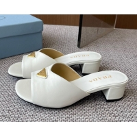Pretty Style Prada Padded nappa leather heel slides sandal 3.5cm White 2025 1XX711