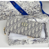 Famous Brand Dior 30 Montaigne Voyageur Slim Wallet in Oblique Jacquard D7081 Grey 2025