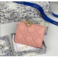 Trendy Design Dior Lady Dior Dahlia Wallet in Cannage Lambskin D7090 Pink 2025