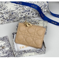Low Cost Dior Lady Dior Dahlia Wallet in Cannage Lambskin D7090 Beige 2025