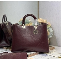 Buy Discount Dior Toujours Large Bag in Crinkled Leather 1188 Burgundy 2025
