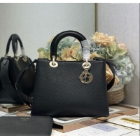 Top Design Dior Toujours Medium Bag in Litchi Grained Calfskin 1188 Black 2025