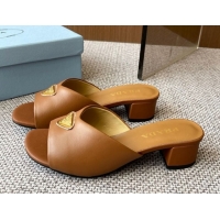 Good Quality Prada Padded nappa leather heel slides sandal 3.5cm Brown 2025 1XX711