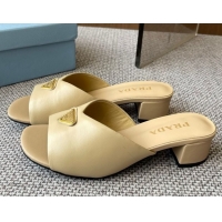 Good Looking Prada Padded nappa leather heel slides sandal 3.5cm Beige 2025 1XX711