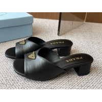 Unique Style Prada Padded nappa leather heel slides sandal 3.5cm Black 2025 1XX711