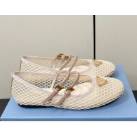 Charming Prada Mesh fabric ballerinas flat Nude 2025 1F915N