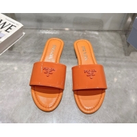 Feminine Prada Patent leather flat slides sandal Orange 2025 PR060308