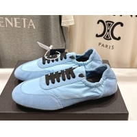 Stylish Prada Collapse Re-Nylon and suede sneakers Light Blue 2025 1E959N