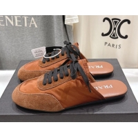 Duplicate Prada Collapse Re-Nylon and suede mules Brown 2025 1E989N