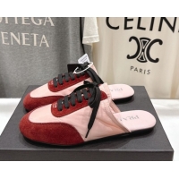Top Design Prada Collapse Re-Nylon and suede mules Pink/Red 2025 1E989N