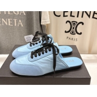 Low Price Prada Collapse Re-Nylon and suede mules Light Blue 2025 1E989N