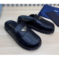 Good Product Prada Nappa Leather Flat Mules Black 2025 043002